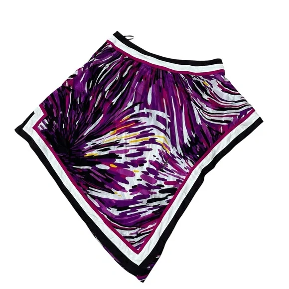 Y2K Vintage Bebe Silk Purple Black Abstract One Shoulder Print Top Blouse Large - Picture 2 of 4